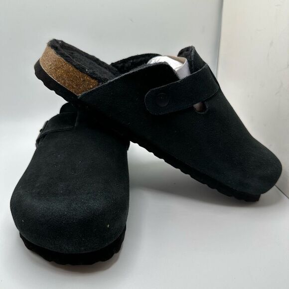 CUSHIONAIRE Women's Cork Footbed Clog with Genuine Leather Upper, Faux Fur Linin - Picture 6 of 7